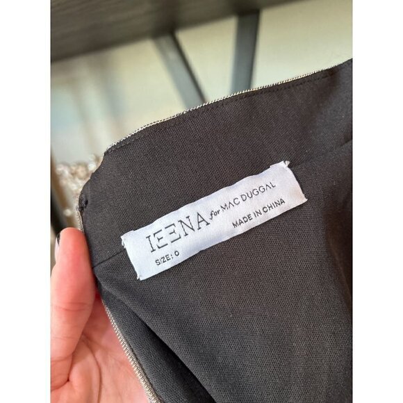 Ieena Mac Duggal Metallic Puff Sleeve Cutout Mini Dress Copper Gold Womens Size - Picture 12 of 13